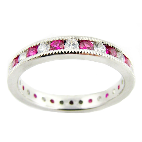 Turtle Love Co. Classic Eternity Wedding Band with Diamonds and Rubies