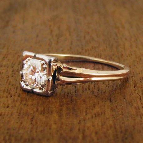 Vintage Diamond Engagement Ring with Palladium Setting, circa 1960
