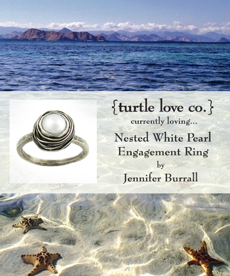 Nested White Pearl Engagement Ring by Jen Burrall