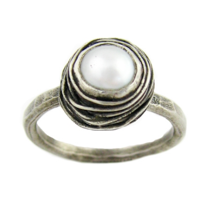 Nested White Pearl Engagement Ring from Turtle Love Co. Nested White Pearl Engagement Ring from Turtle Love Co.