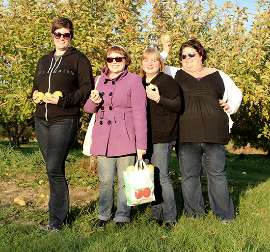 Emily, Aubin, Adrianne, and Alicia after a successful afternoon of apple picking! Emily, Aubin, Adrianne, and Alicia after a successful afternoon of apple picking!