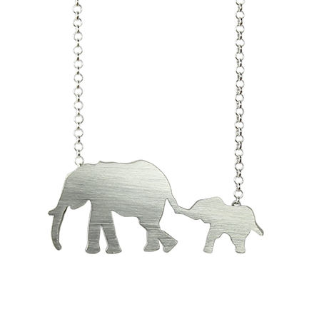 mother and baby elephant necklace