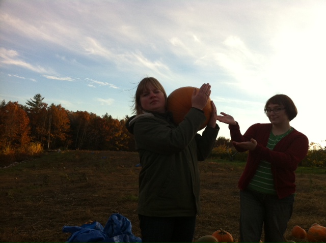 Adrianne and Aubin showing off a particularly excellent pumpkin