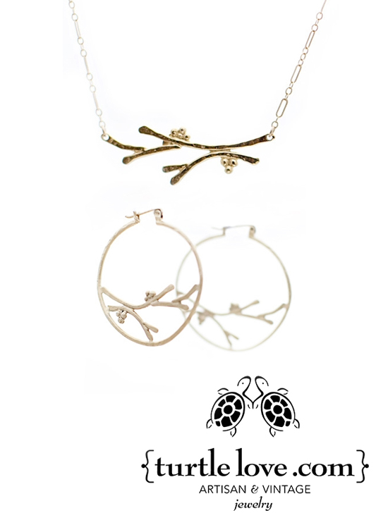 Branching Necklace and Full Moon Branch Earrings from TurtleLove.com