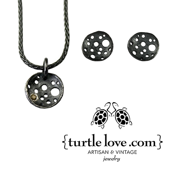 Speckled Moon Earrings and Necklace with Champagne Diamond