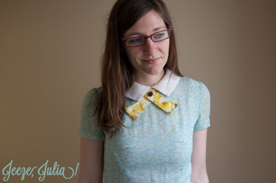 Julia modeling one of the organic continental ties from her shop Julia modeling one of the organic continental ties from her shop