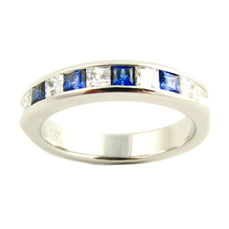 Classic Channel-Set Wedding Band with Diamonds and Sapphires